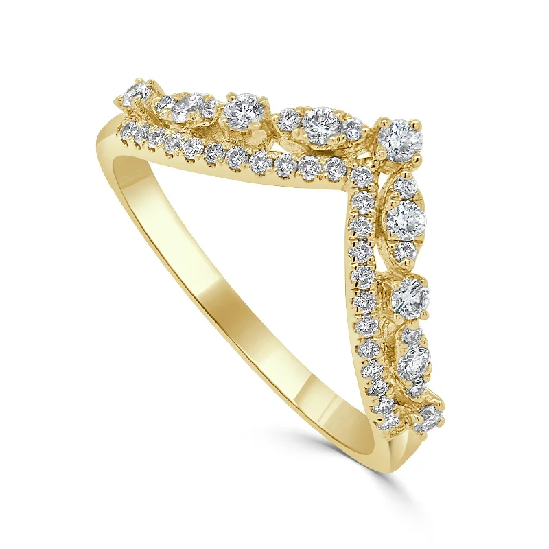 women's engagement rings with stackable design -14k Gold & Diamond Tiara Ring