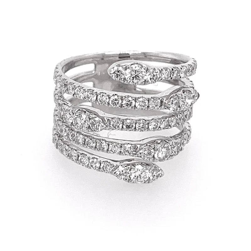 women's engagement rings with double halo -Snake Wrap Around Diamond Fashion Ring