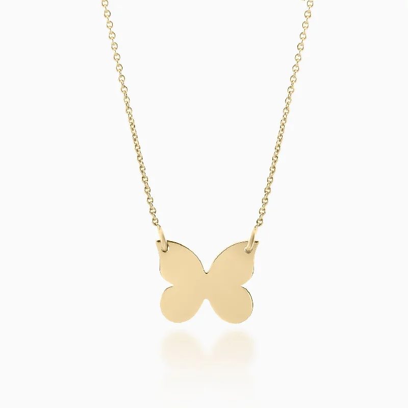 women's necklaces with halo setting -Gold Butterfly Necklace