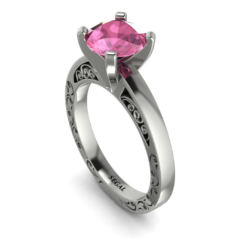 women's engagement rings with organic style -Vintage Solitaire Pink Moissanite Ring - Vera No. 803