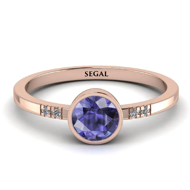 women's engagement rings with princess-cut halo -Bezel Minimalist Tanzanite Ring - Kinsley No. 202