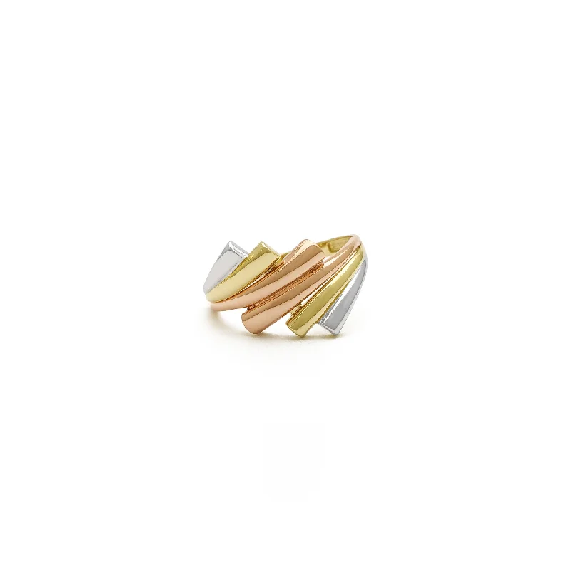 women's rings with ruby -Tri-Color Bypass Ring (14K)