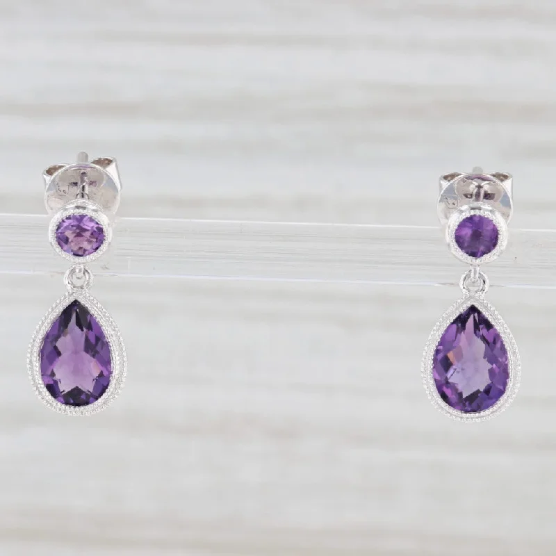 women's earrings with colorful gemstones -New 1.43ctw Amethyst Teardrop Earrings 14k Yellow Gold February Birthstone