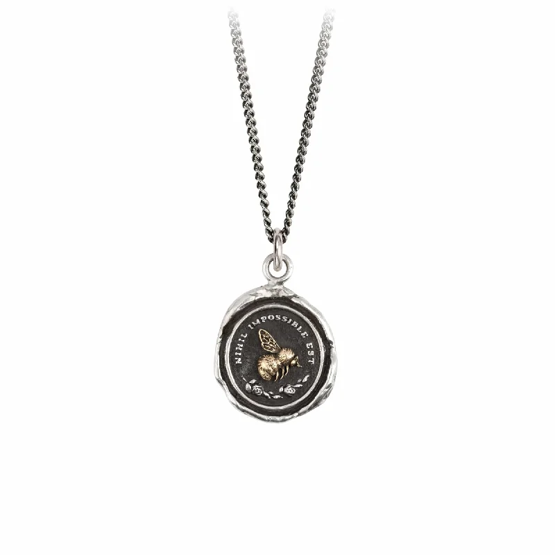 women's necklaces with delicate gold chain -Nothing Is Impossible 14K Gold On Silver Talisman Necklace