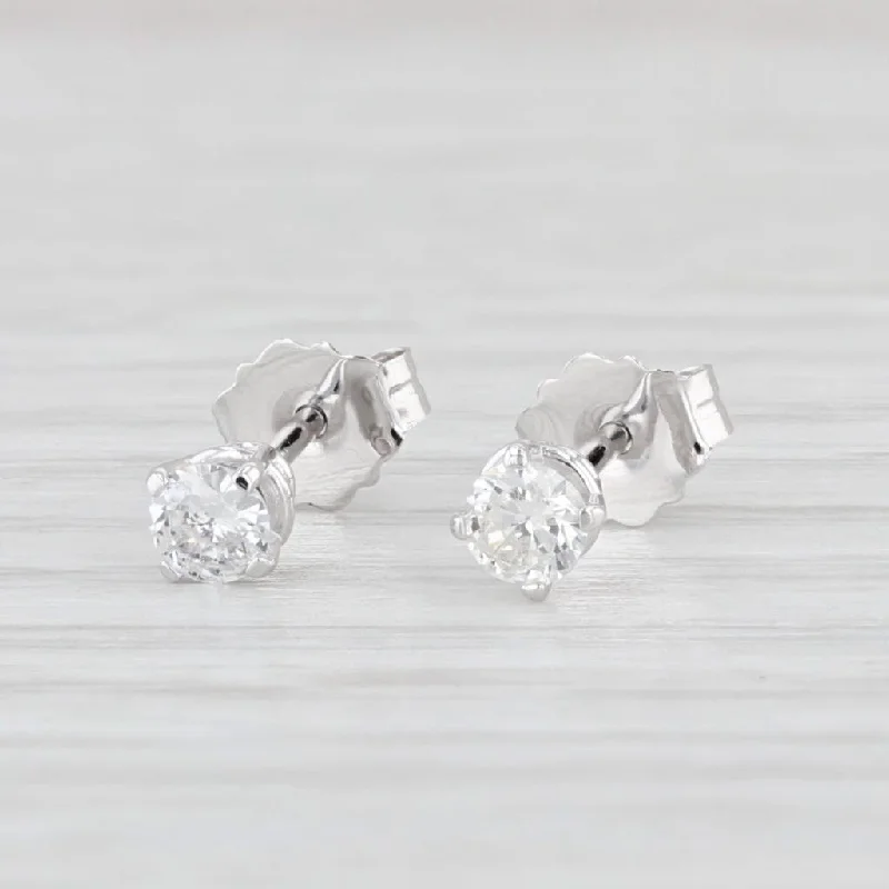 women's earrings with sapphire -0.19ctw Diamond Stud Earrings 14k White Gold Round Solitaire Studs