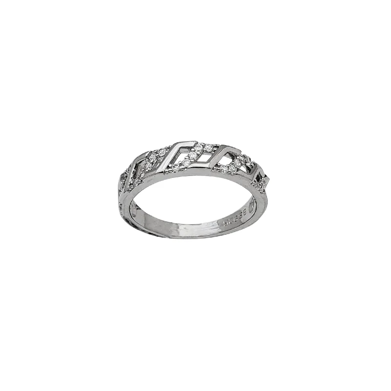 women's rings with solitaire design -Zirconia Curb Band's Ring (Silver)