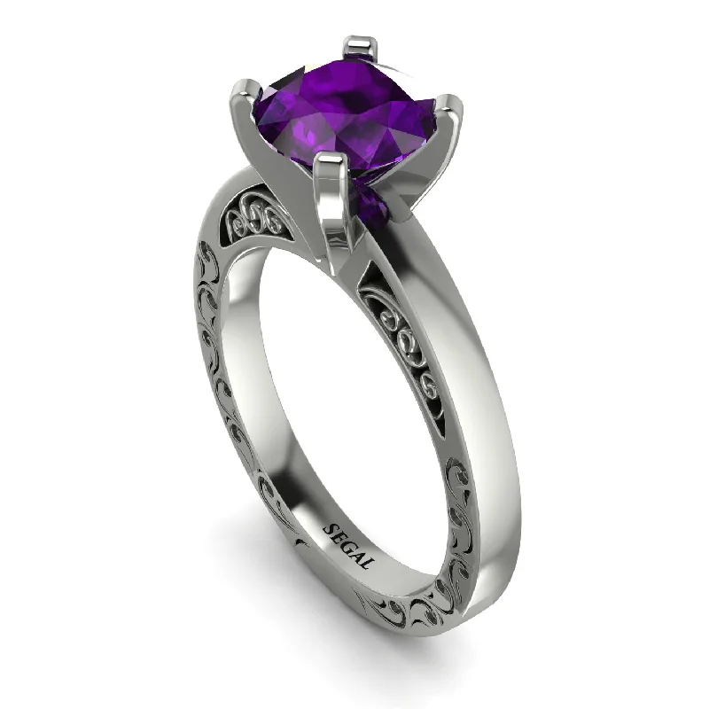 women's engagement rings with marquise cut diamond -Vintage Solitaire Amethyst Ring - Vera No. 303