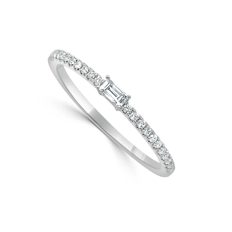 women's engagement rings with classic solitaire -14k Gold & Diamond Baguette Ring