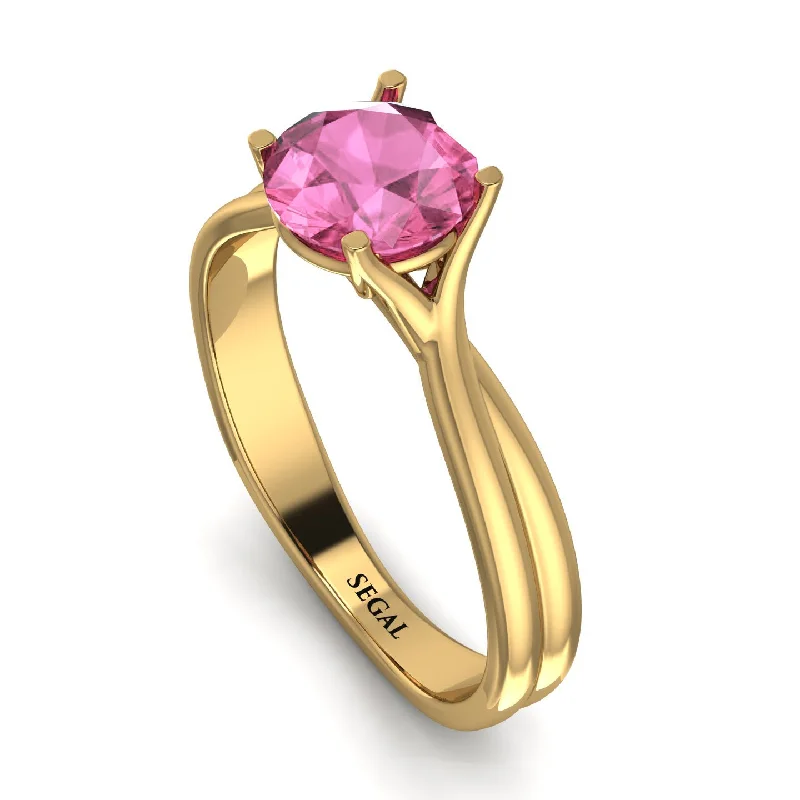 women's engagement rings with gemstone halo -Solitaire Twist Shank Pink Moissanite Ring - Eleanor No. 801