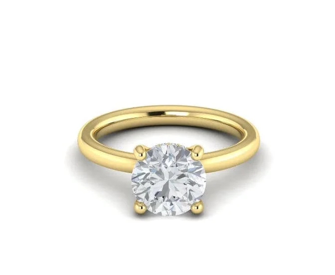 women's engagement rings with square diamond -Lab Grown 2.73ct Round Brilliant Cut Solitaire with Hidden Halo