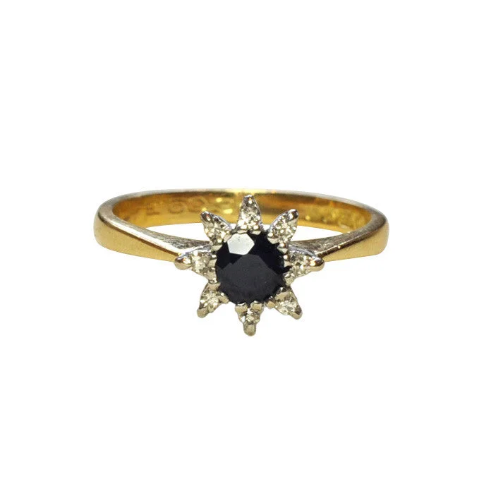 women's engagement rings with cathedral setting -Diamond & Sapphire Star Ring