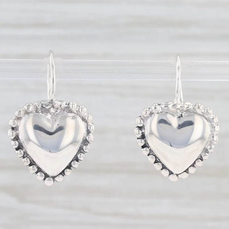 women's earrings with gemstone accent -New Heart Drop Earrings Sterling Silver Hook Posts Pierced