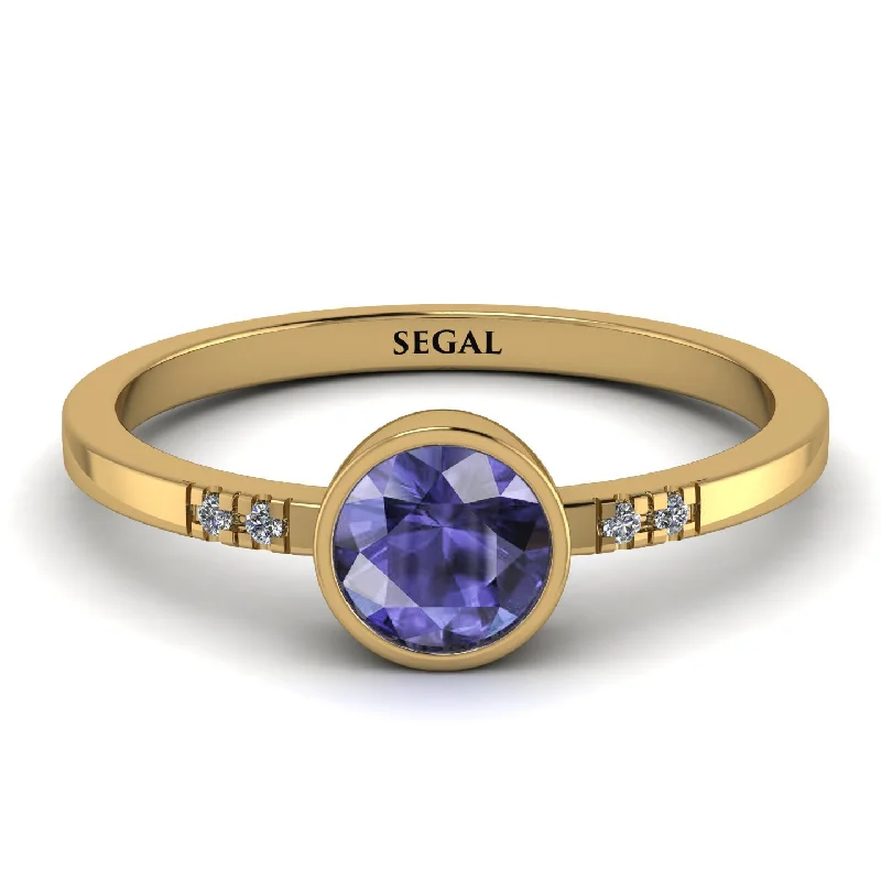 women's engagement rings with marquise cut diamond -Bezel Minimalist Tanzanite Ring - Kinsley No. 201