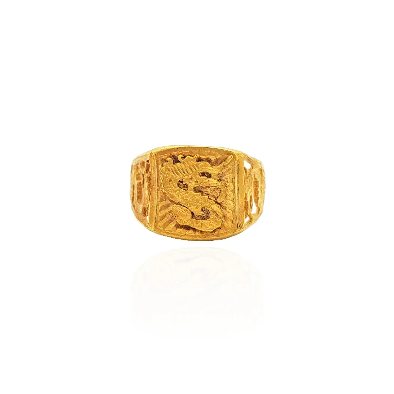 women's rings with delicate diamond accents -East Asian Mythology Dragon Ring (24K).