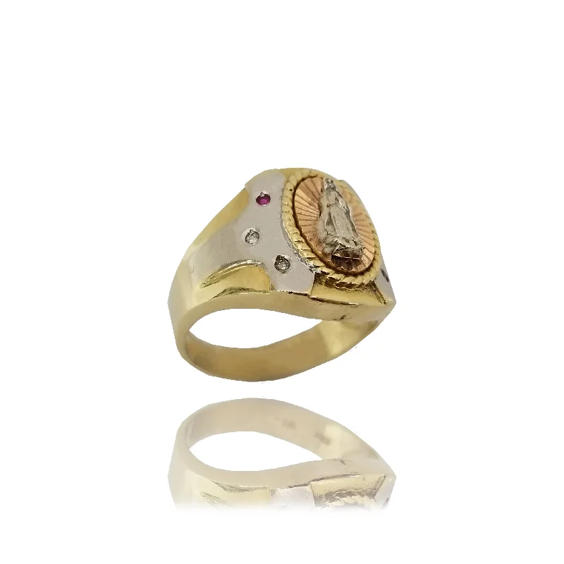 women's rings engagement -Halo Virgin Mary CZ Ring (14K)