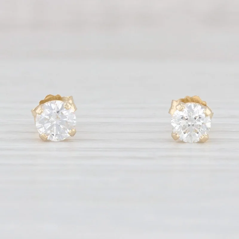 women's earrings with heart shape -New 0.80ctw Round Diamond Solitaire Stud Earrings 14k Gold April Birthstone