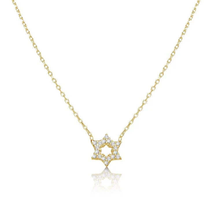 women's necklaces with bold design -CZ Star of David Necklace - Gold Plated