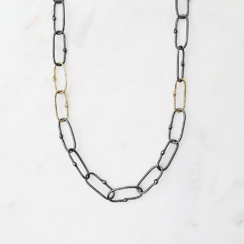 women's necklaces with bezel setting -Dotted Chain Necklace - Mixed Metal