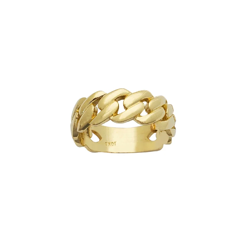 women's rings with double halo -Cuban Ring (10K)