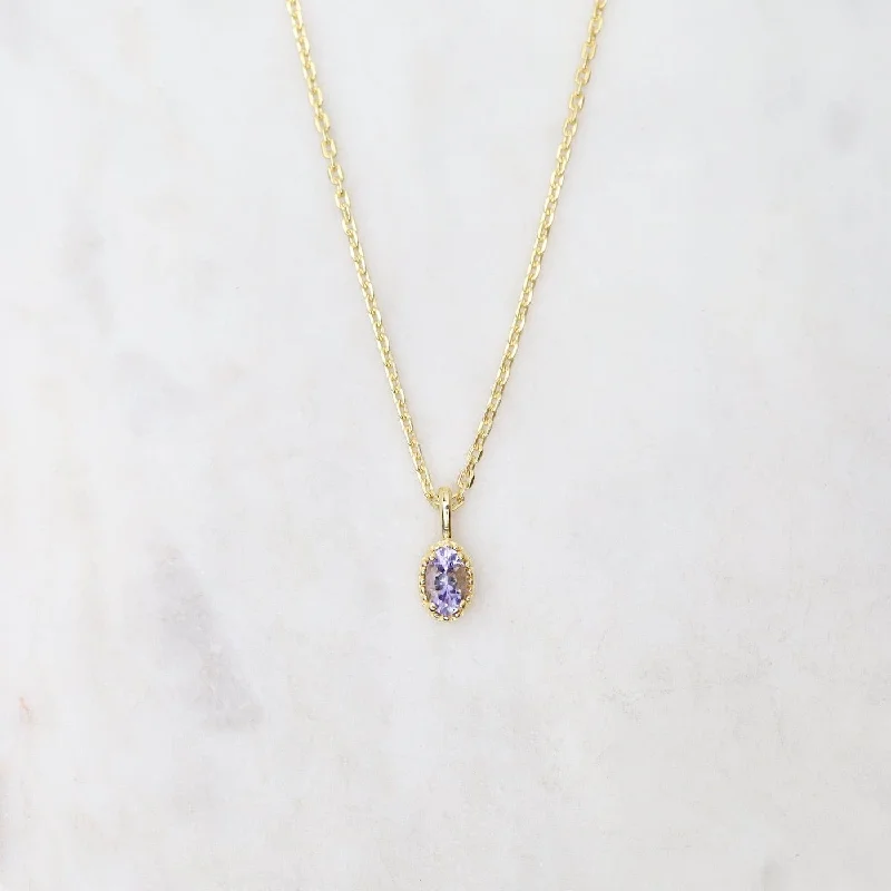 women's necklaces with statement stone -Gold Vermeil Oval Tanzanite with Milgrain Edge Necklace