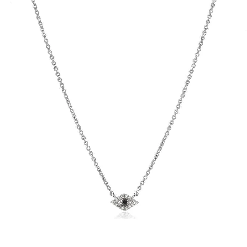 women's necklaces with dangling pendant -Petite Evil Eye Necklace - 14K White Gold