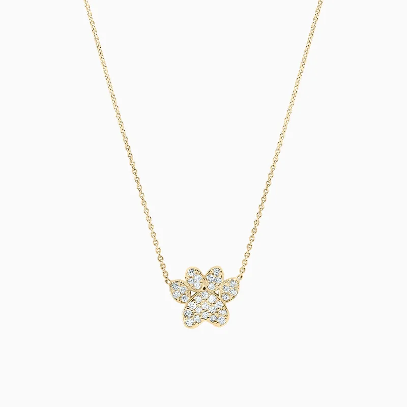 women's necklaces with dainty chain -Dog Paw Necklace with Diamonds Pave