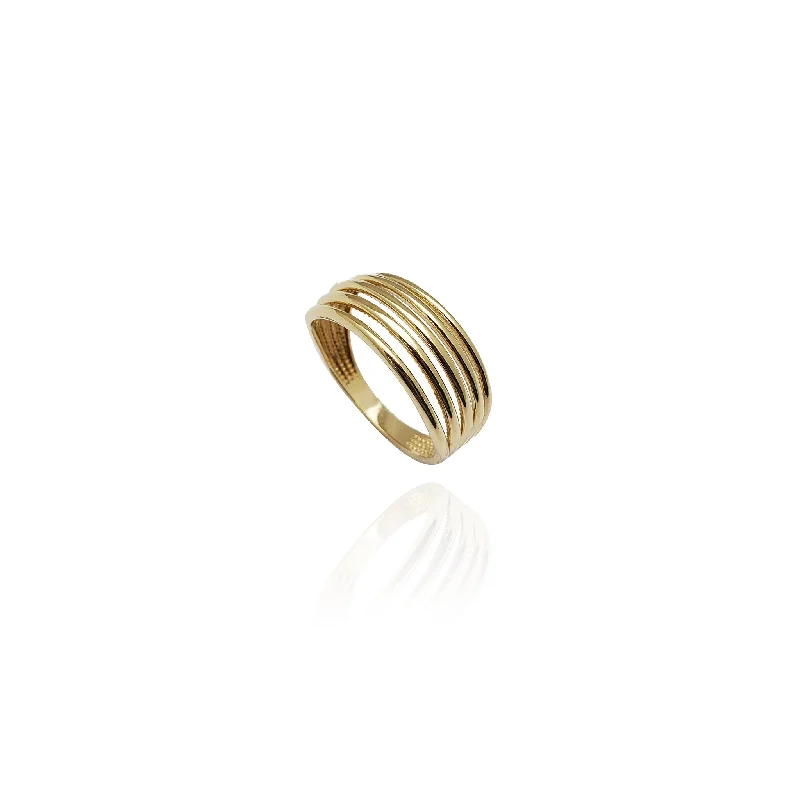 women's rings with luxury finish -High-Polished Split Folds Ring (14K)