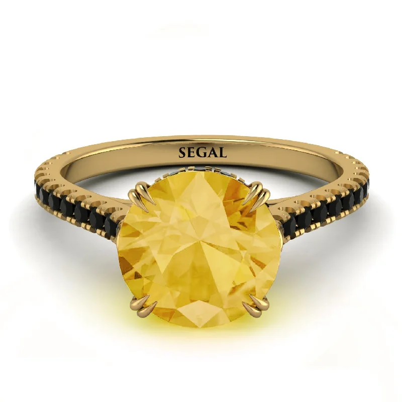 women's engagement rings with matching wedding band -Hidden Diamond Double Cat Claw Prongs Citrine Ring - Hazel No. 607