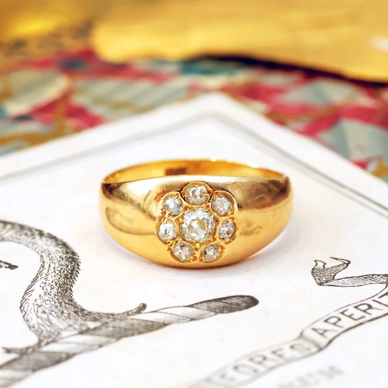 women's engagement rings with two-tone finish -Beautiful Antique 18ct Gold Floral Diamond Band