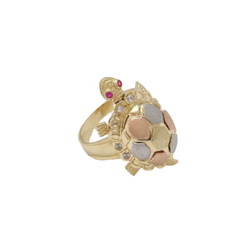 women's rings with smooth band -Ornate Shell Fancy Turtle Ring (14K)