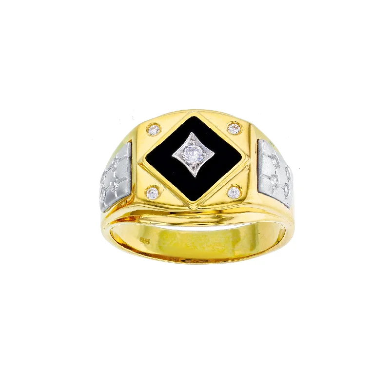 women's rings with fine craftsmanship -Rhomb Black Onyx Men's Ring (14K)