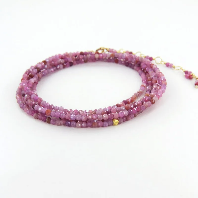 women's necklaces with dangling pendant -Multi Pink Ruby Wrap Bracelet & Necklace