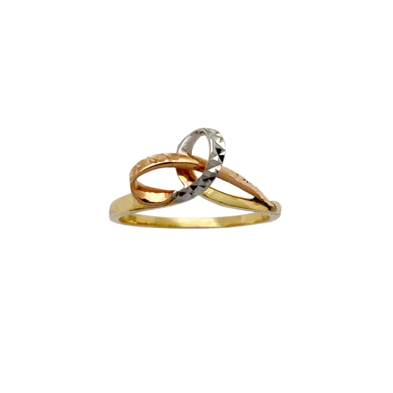 women's rings with infinity symbol design -Tri-Tone Faceted Ribbon Ring (14K)