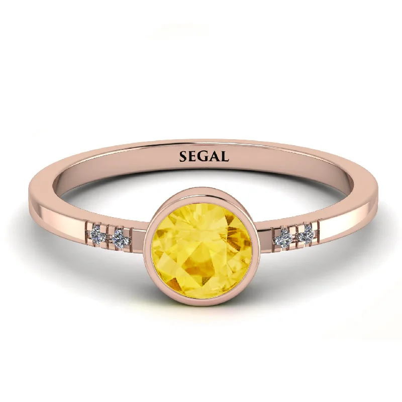 women's engagement rings with vintage diamond -Bezel Minimalist Citrine Ring - Kinsley No. 602