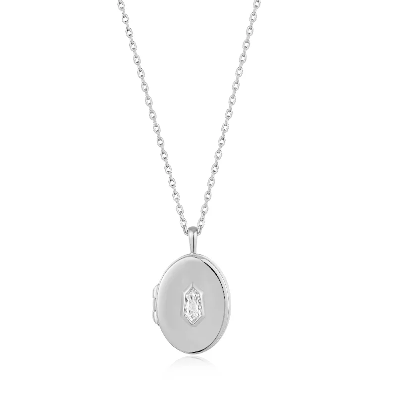 women's necklaces with adjustable clasp -Silver Locket Pendant Necklace