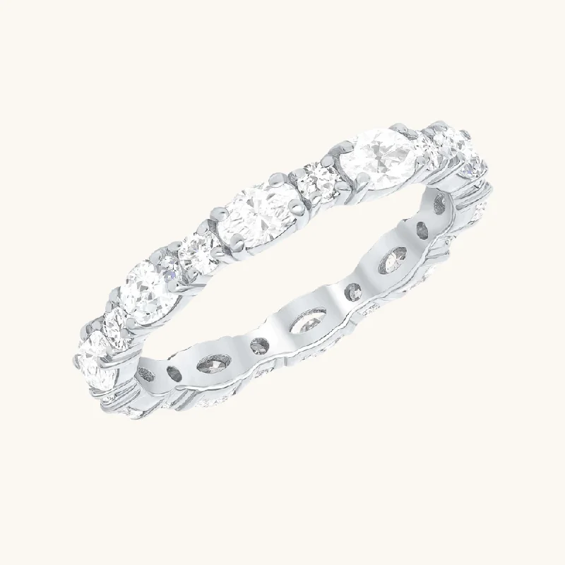 women's engagement rings with radiant cut diamond -Oval + Round Diamond Eternity Band