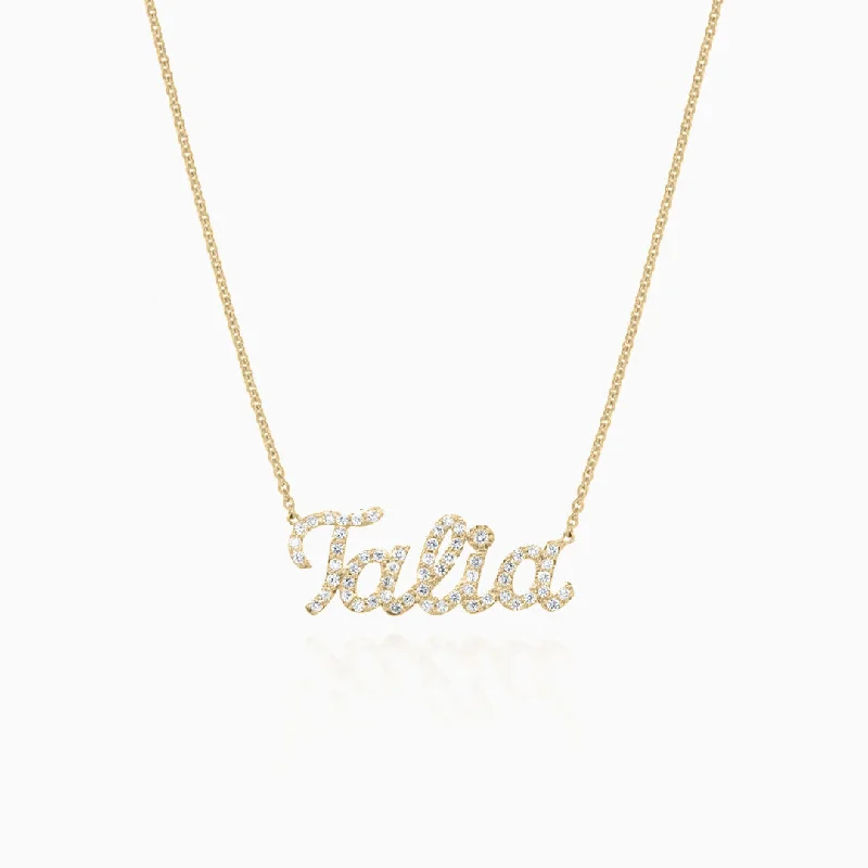 women's necklaces with gemstone accent -Custom Diamond Pave Name Necklace