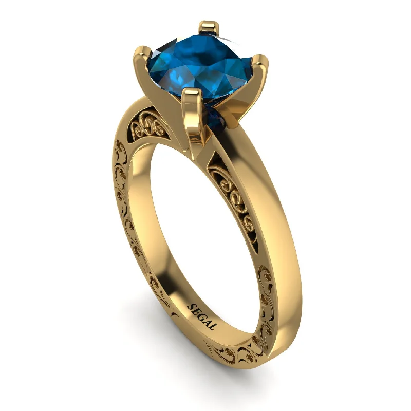 women's engagement rings with princess-cut halo -Vintage Solitaire Blue Topaz Ring - Vera No. 501