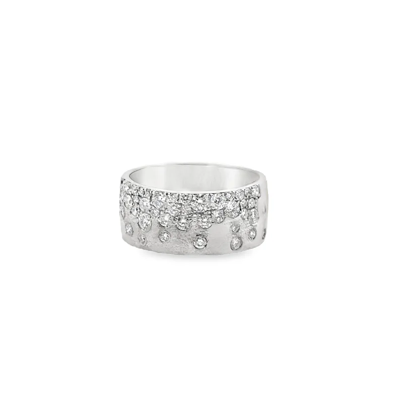 women's engagement rings with pave diamonds -Wide Confetti Diamond Band