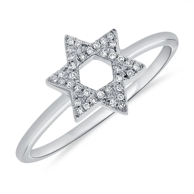 women's engagement rings with square diamond -14K Gold & Diamond Star of David Ring