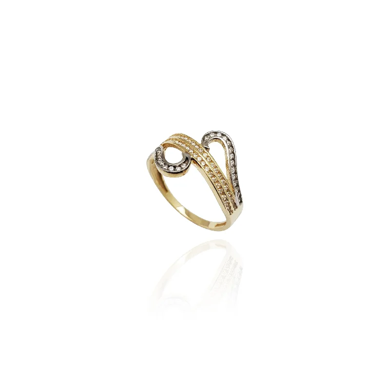 women's rings with delicate diamond accents -Two-Tone Mirrored Wavy Strands Ring (14K)