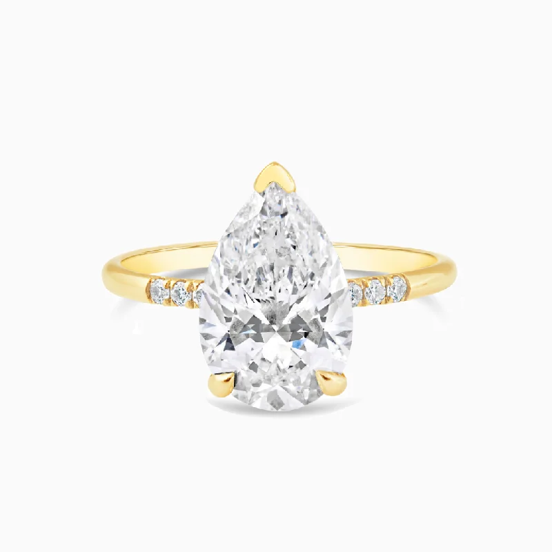 women's engagement rings with marquise cut diamond -Pear & Diamonds Ring