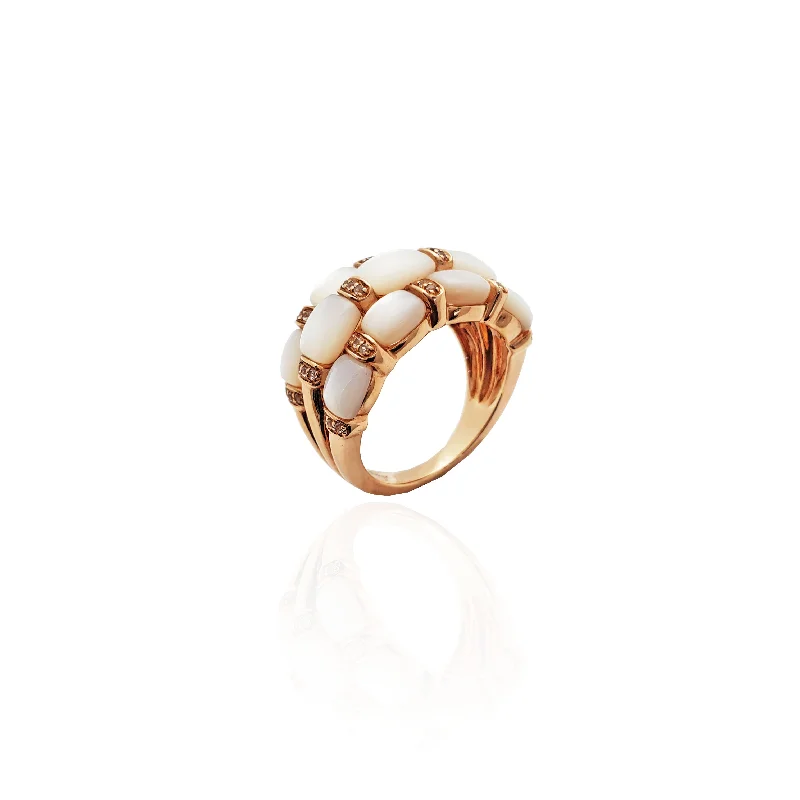 women's rings with delicate setting -Harlequin Moonstone Cocktail Ring (10K)