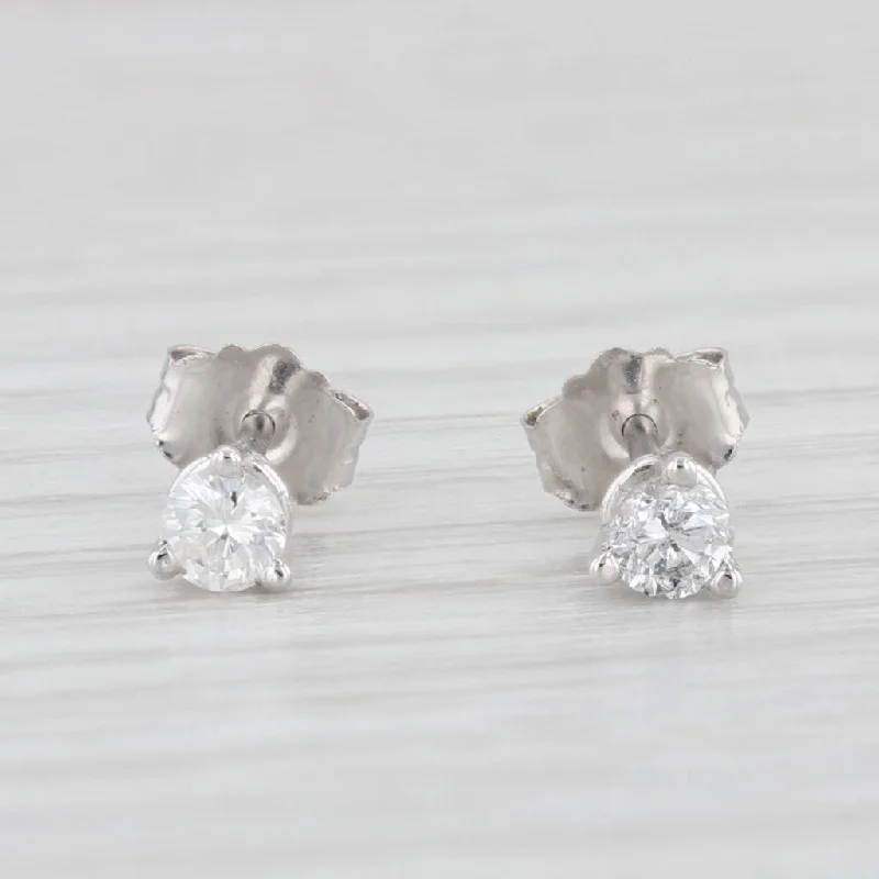 women's earrings with modern design -New Diamond 0.20ctw Stud Earrings 14k White Gold Round Solitaire Studs