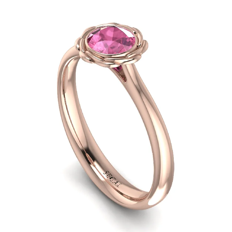 women's engagement rings with cushion cut -Solitaire Minimalist Pink Moissanite Ring - Eden No. 802