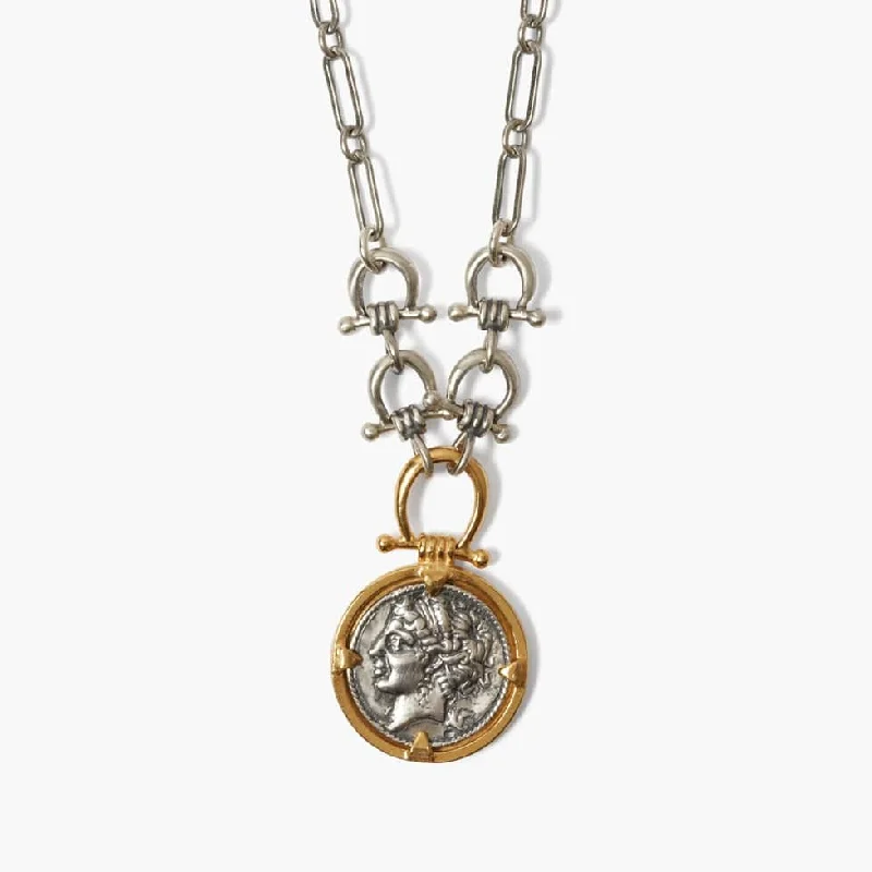 women's necklaces with gemstone pendant -Silver Mix Imperatrice Coin Necklace