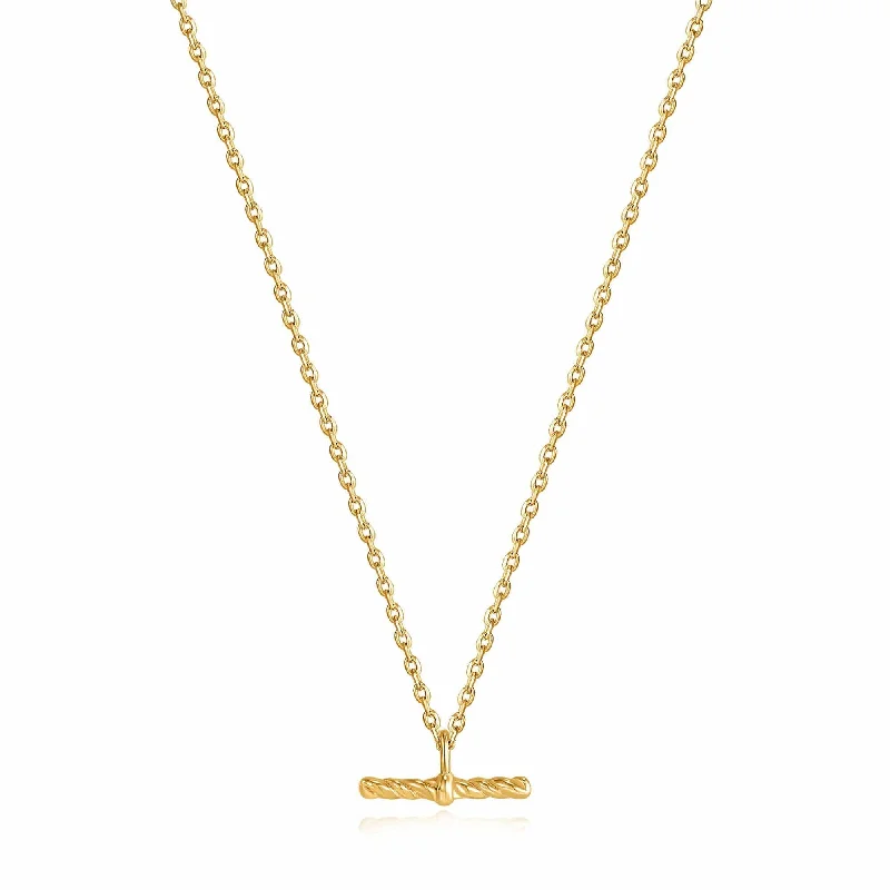 women's necklaces with infinity pendant -Gold Rope T-Bar Necklace