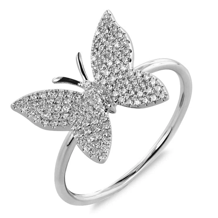 women's engagement rings with bezel setting -14k Gold & Diamond Butterfly Ring