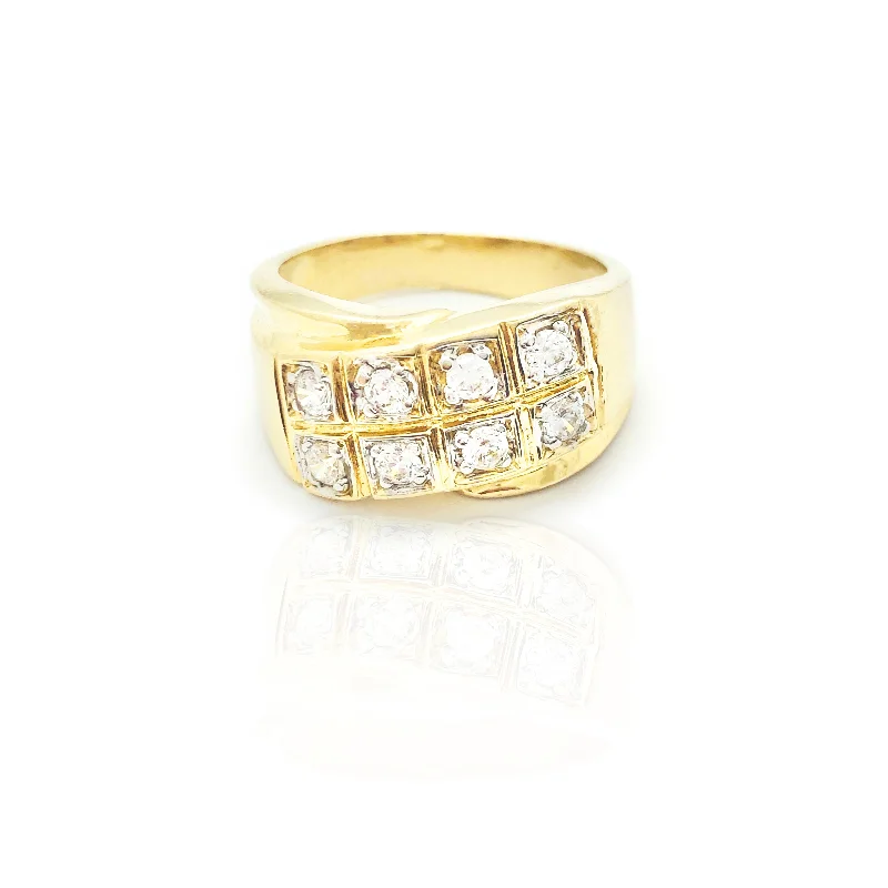 women's rings with polished finish -Eight Square CZ Ring (10K)