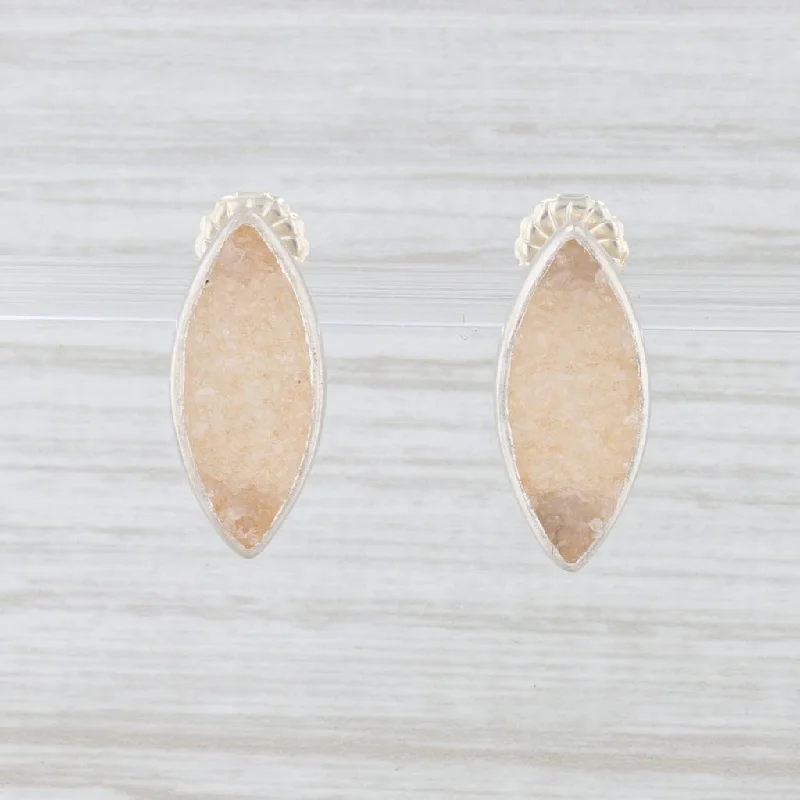 women's earrings with twisted rope design -New Nina Nguyen Druzy Sand Quartz Earrings Sterling Silver Marquise Drop